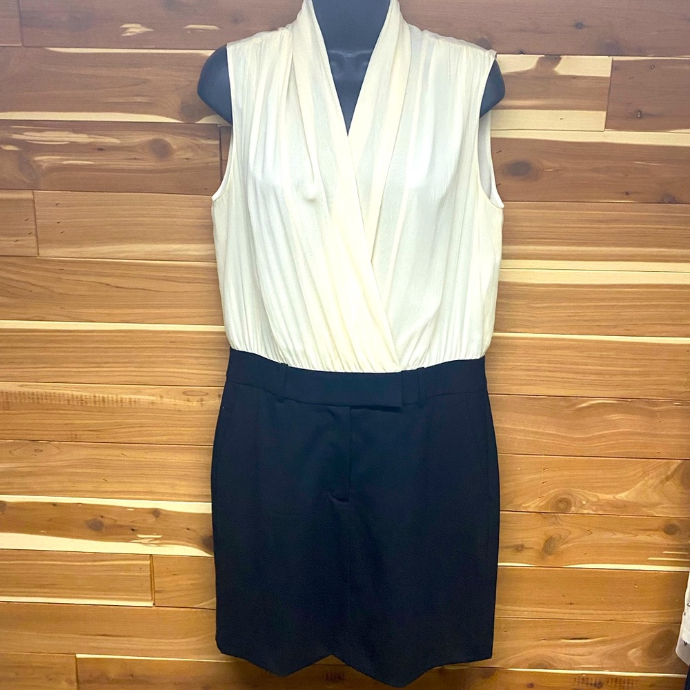 DKNY Cream & Black Combo Dress